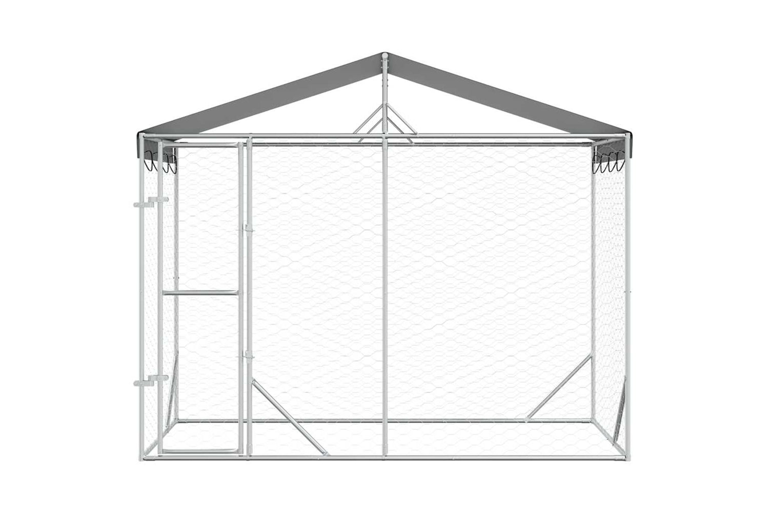 Vidaxl Outdoor Dog Kennel With Roof Silver 3x1.5x2.5 M Galvanised Steel-3