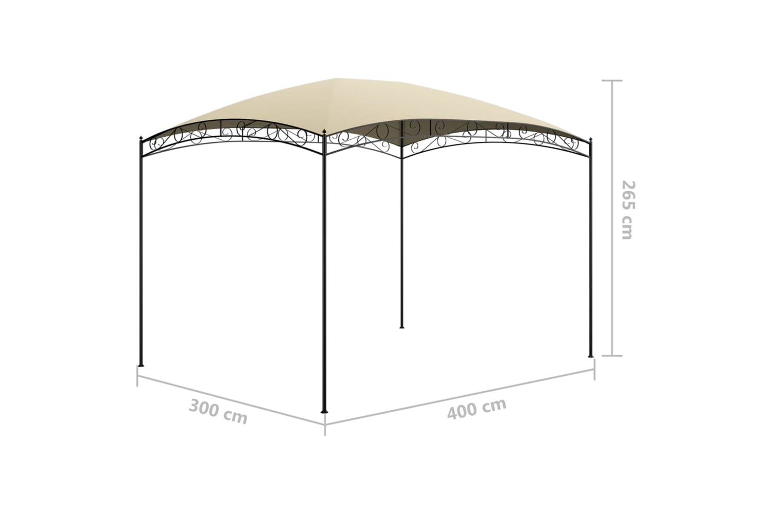 Vidaxl 313909 Gazebo 3x4x2.65 M Cream 180 G/mâ²-5