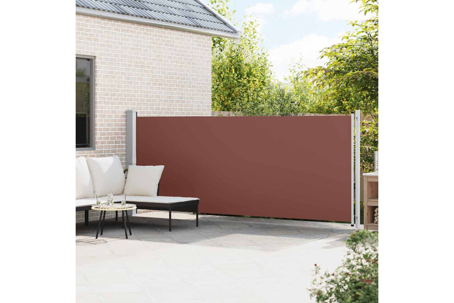 vidaXL Patio Retractable Side Awning 600x160cm Brown-2