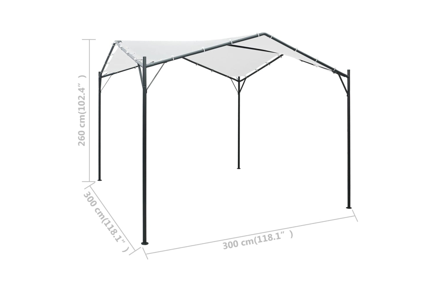 Vidaxl 312235 Gazebo 3x3x2.6 M White 180 G/mâ²-7
