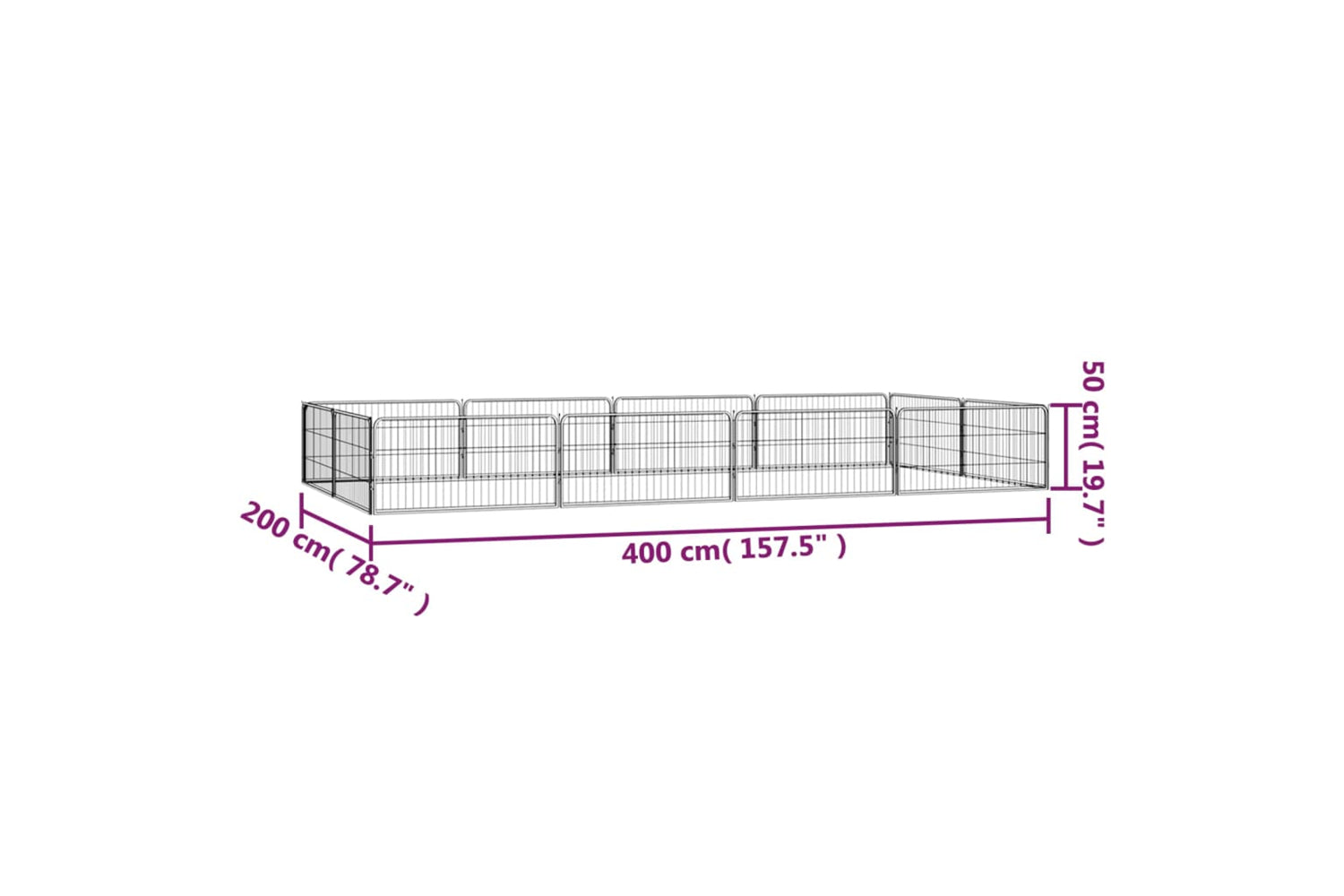 vidaXL 3115968 12-panel Dog Playpen Black 100x50cm Powder-coated Steel-7