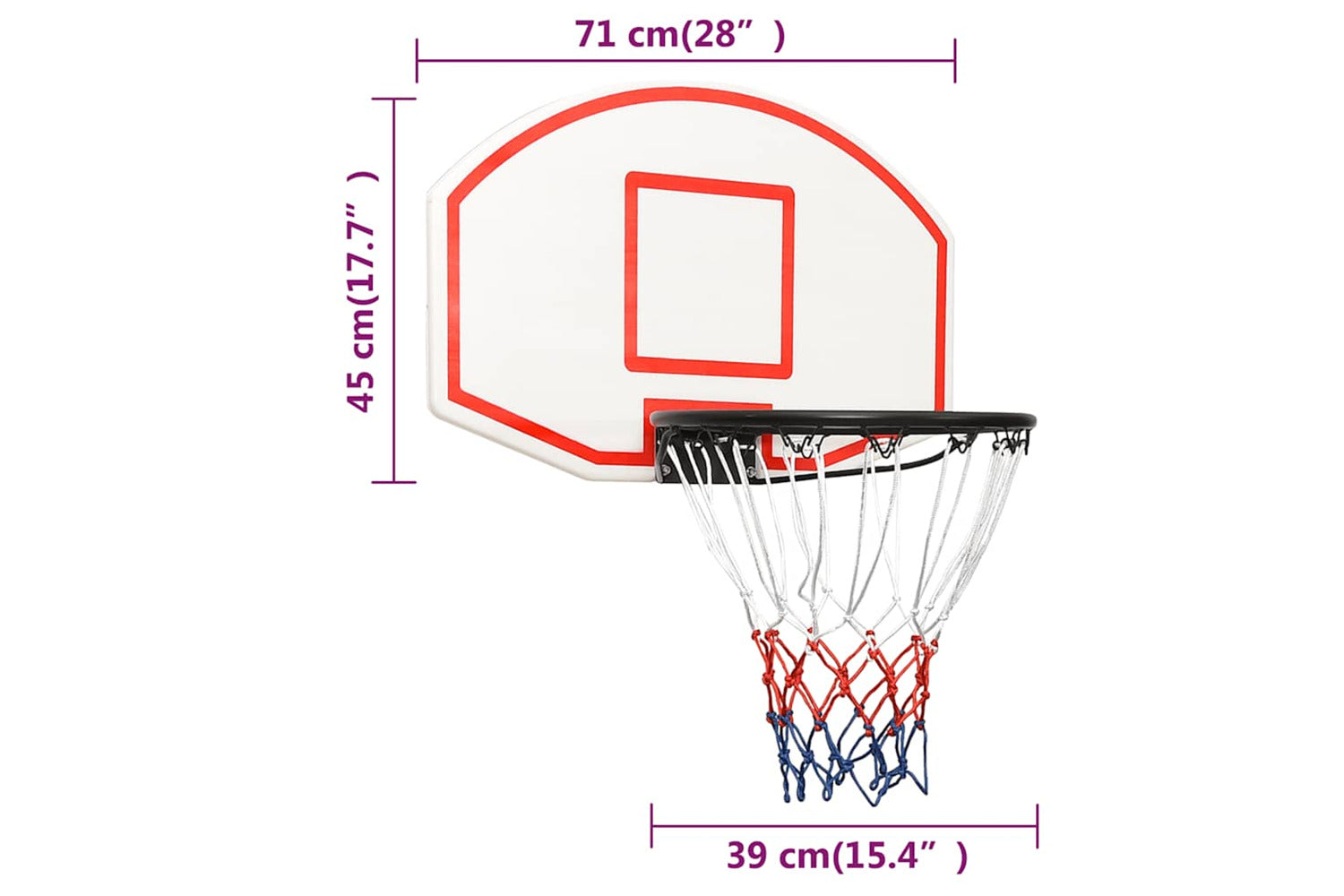 Vidaxl Basketball Backboard White 71x45x2 Cm Polyethene-8