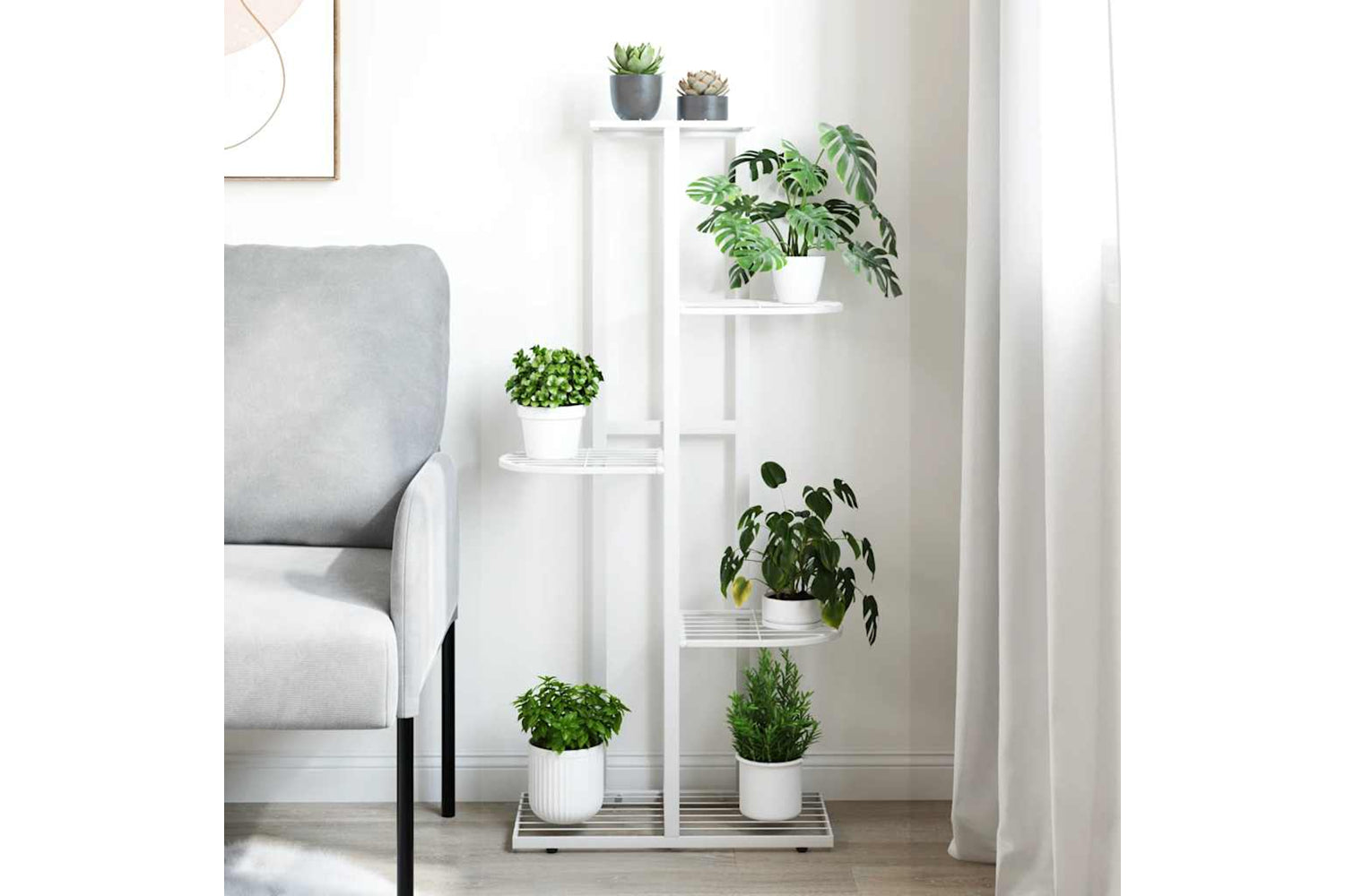 vidaXL 336111 5-floor Flower Stand 43x22x98cm White Metal-2