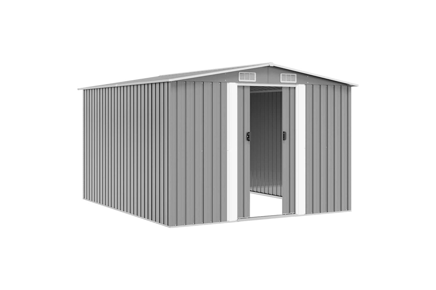 vidaXL 143341 Garden Shed 257x298x178cm Metal Grey-4