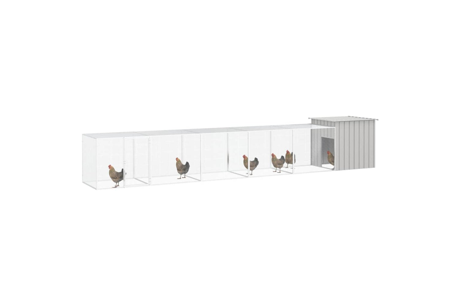 vidaXL 3106463 Chicken Cage Grey 600x91x100cm Galvanised Steel-2