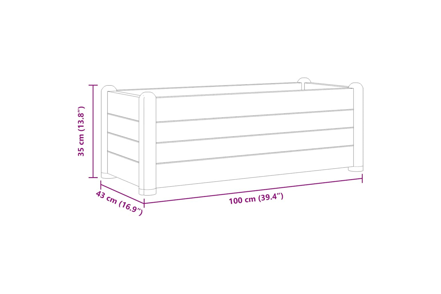 vidaXL 313977 Garden Raised Bed Pp Anthracite 100x43x35cm-5