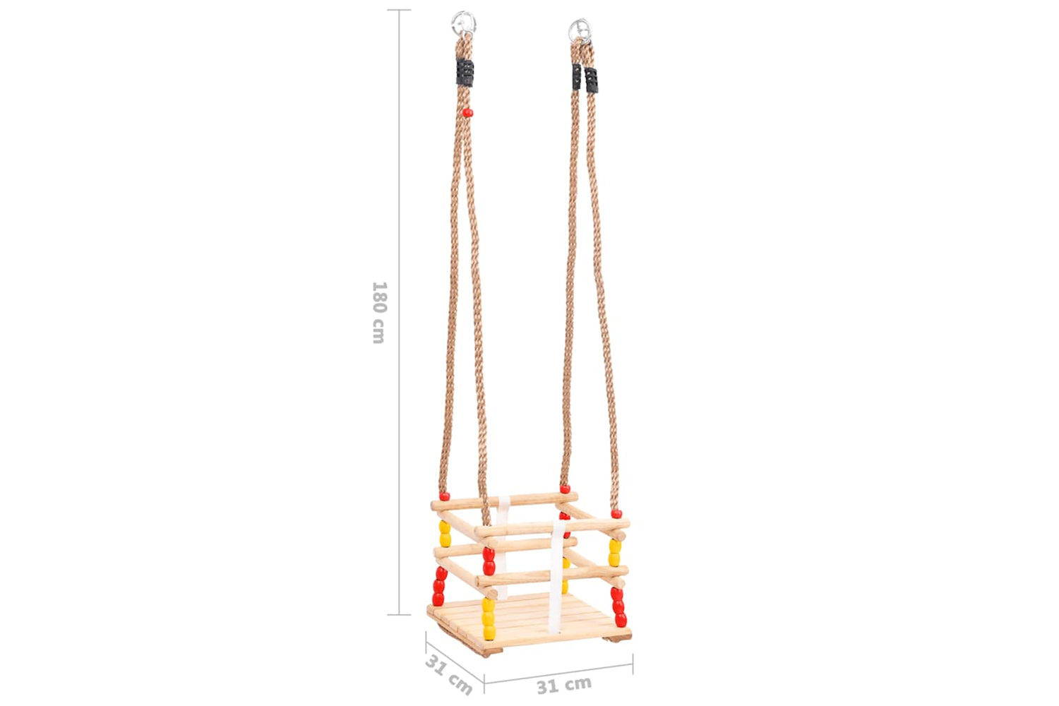 Vidaxl Baby Swing With Safety Belt Solid Pinewood-5
