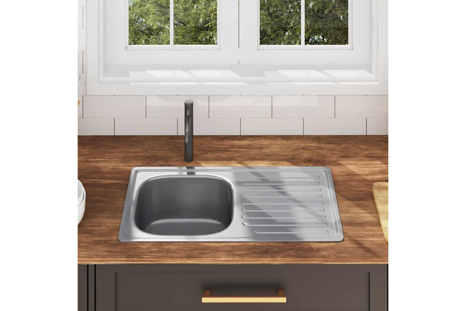 Vidaxl 145073 Kitchen Sink With Strainer And Trap Stainless Steel-2