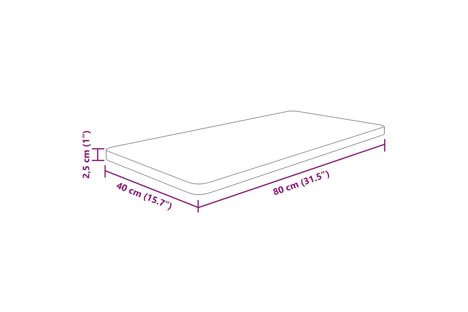 Vidaxl 343038 Bathroom Countertop Light Brown 80x40x2.5cm Treated Solid Wood-4