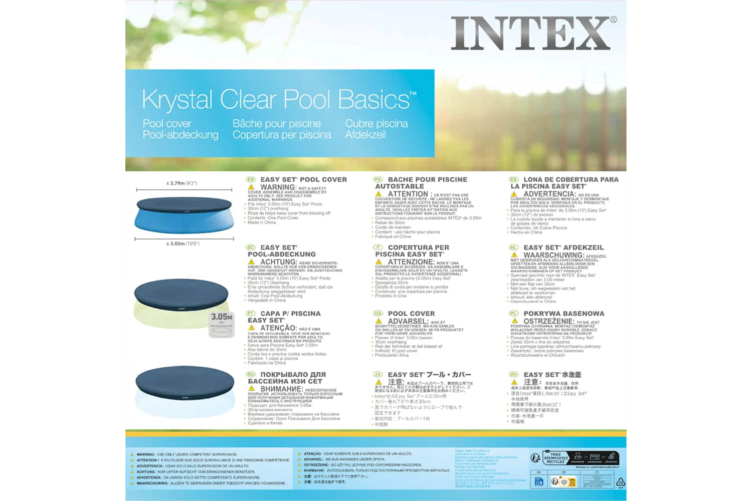 Intex 91506 Intex Pool Cover Round 305 Cm 28021-3