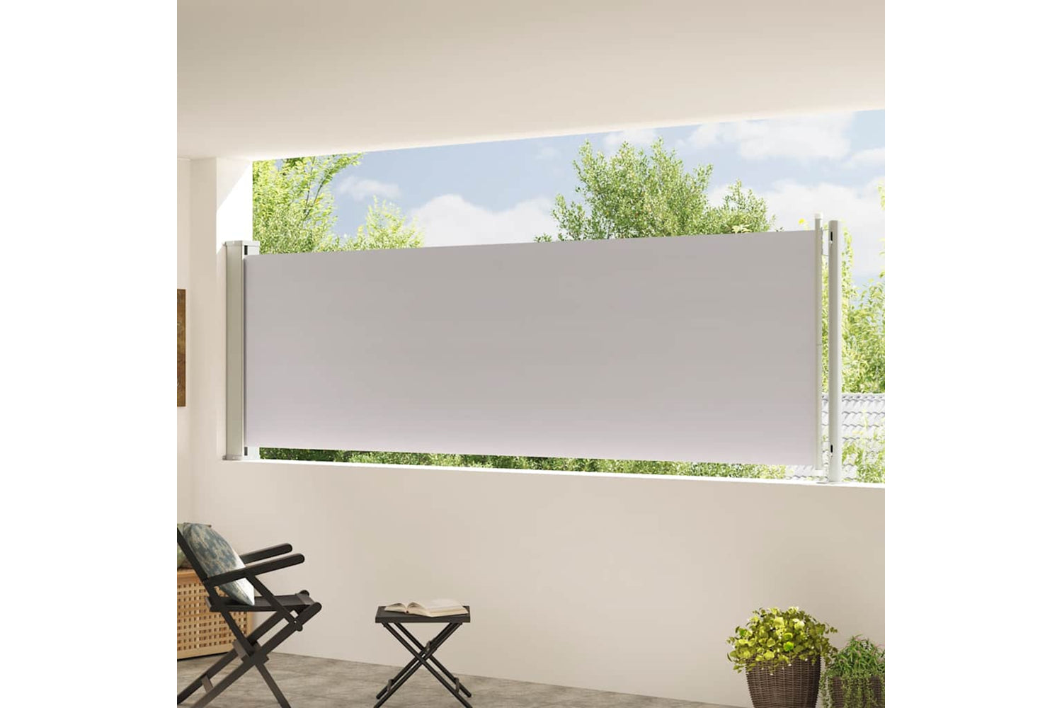 vidaXL 317950 Patio Retractable Side Awning 117x600cm Grey-2