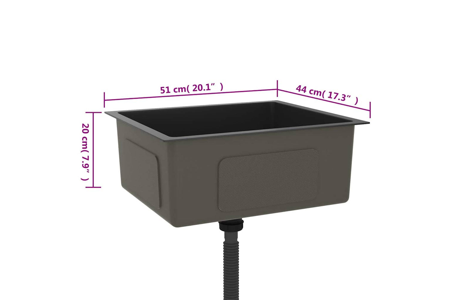 Vidaxl 51503 Handmade Kitchen Sink Black Stainless Steel-8