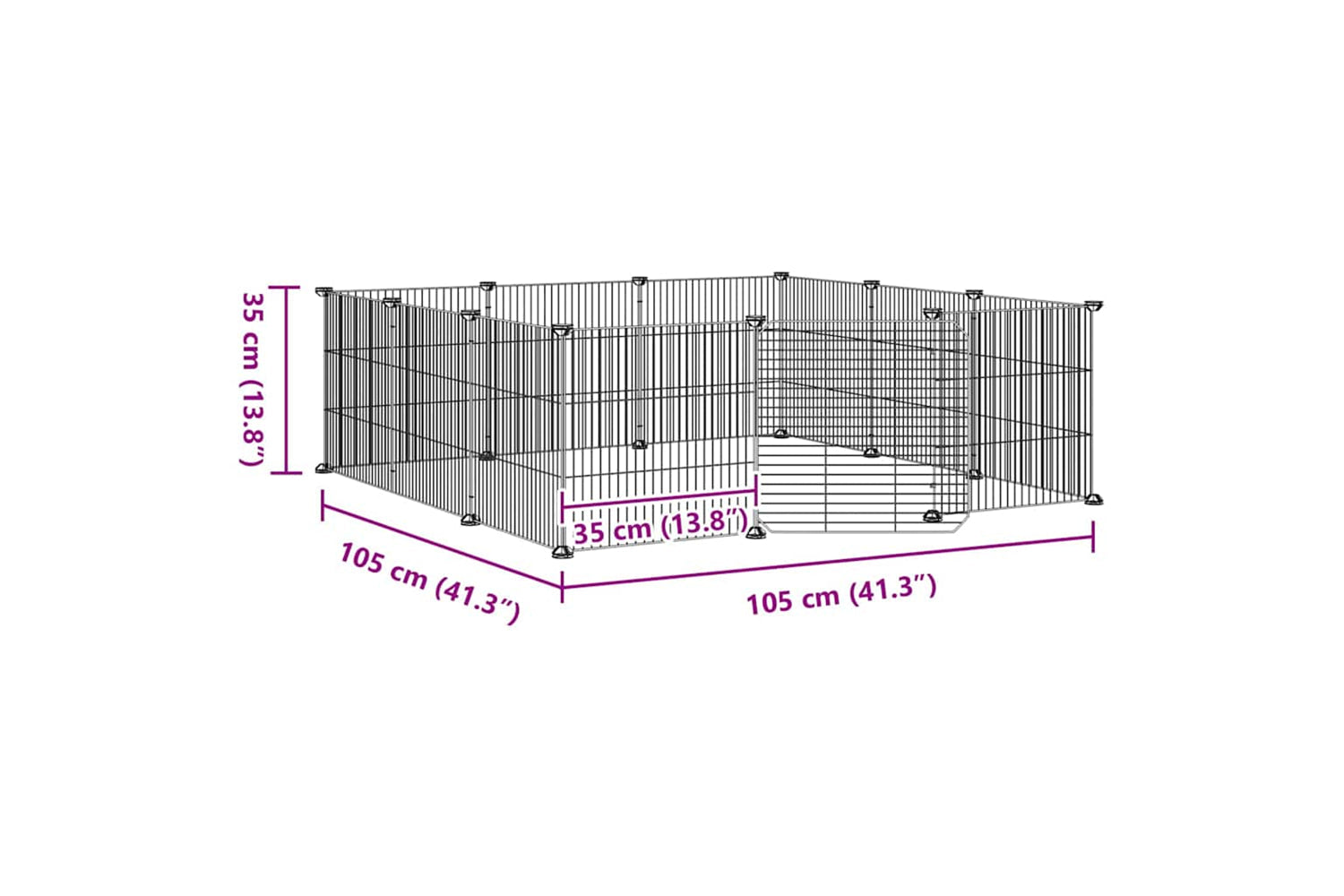 vidaXL 171626 12-panel Pet Cage With Door Black 35x35cm Steel-7