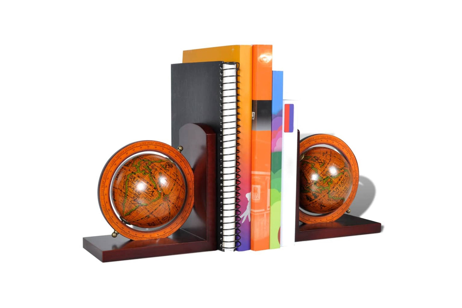 Vidaxl 240729 Bookstand World Map Globe Bookend Classic A Pair-3