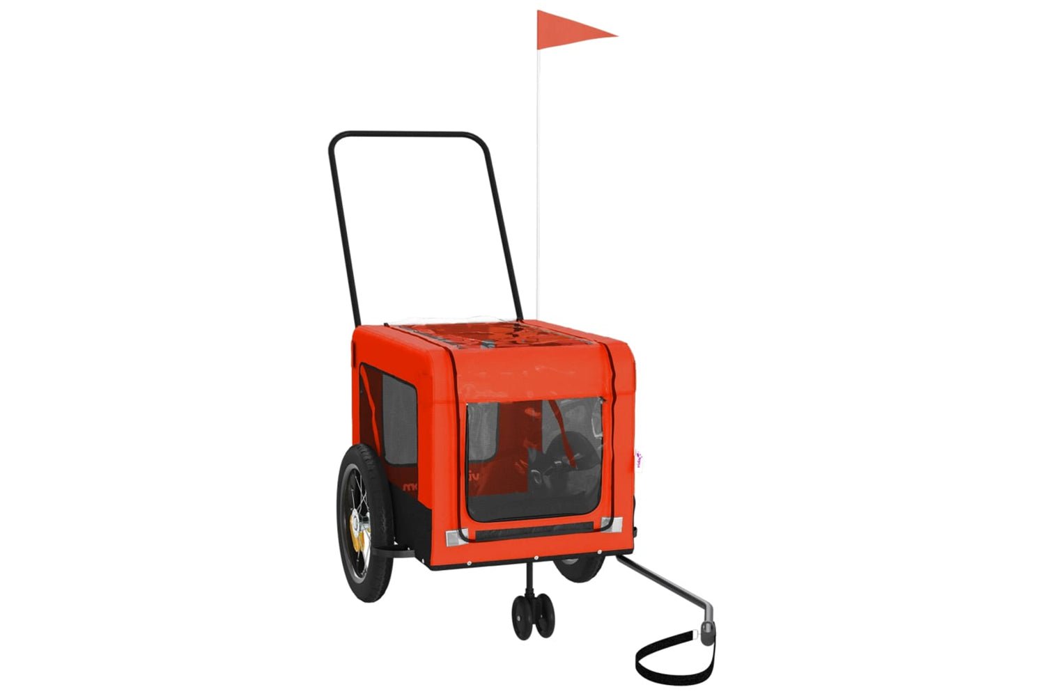 Vidaxl 93928 Pet Bike Trailer Orange And Black Oxford Fabric And Iron-2