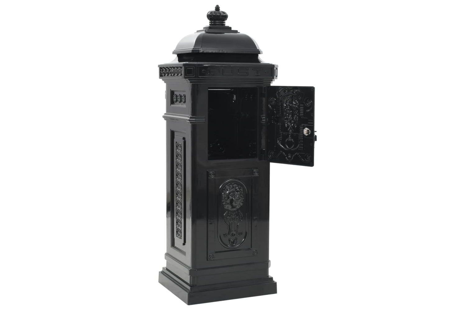 Vidaxl 43888 Pillar Letterbox Aluminium Vintage Style Rustproof Black-8