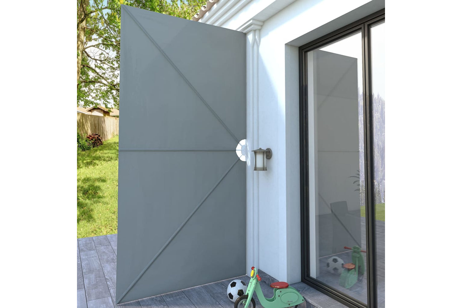 vidaXL 44566 Collapsible Terrace Side Awning Grey 400x200cm-2