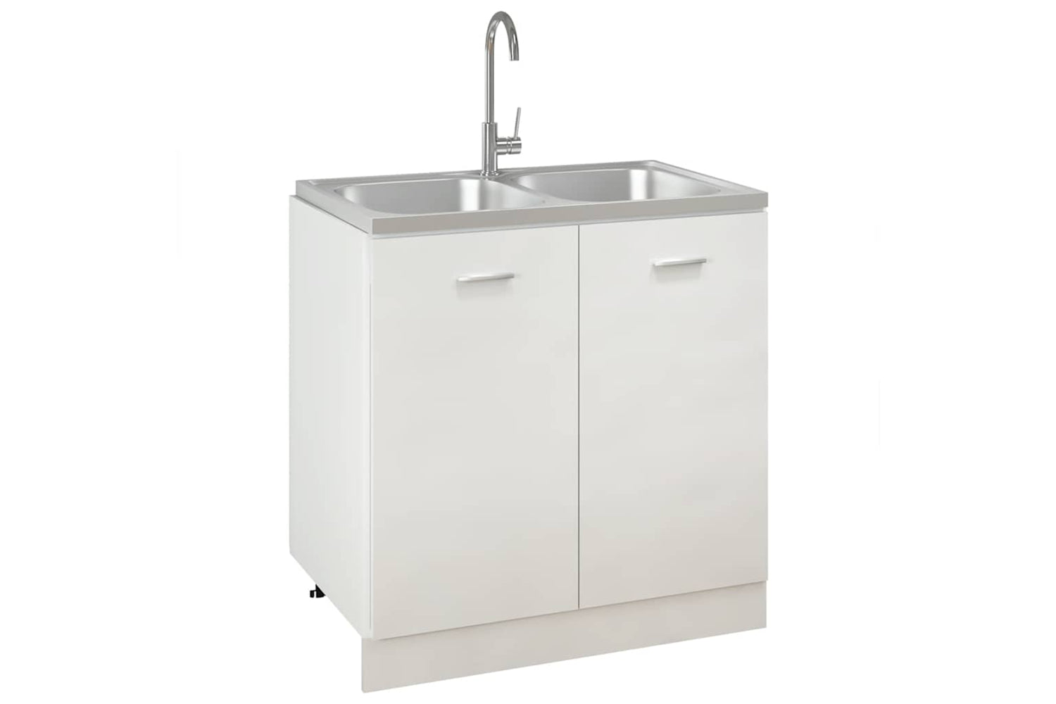 Vidaxl 147234 Kitchen Sink With Double Basins Silver 800x500x155 Mm Stainless Steel-2