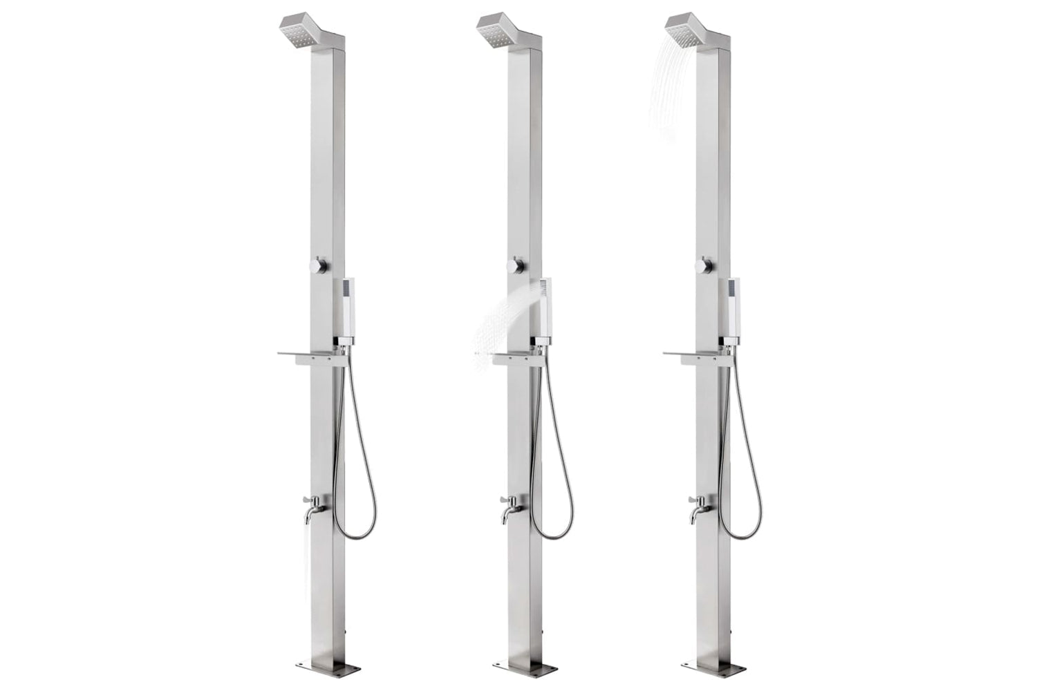 vidaXL 3070777 Garden Shower With Brown Base 225cm Stainless Steel-2