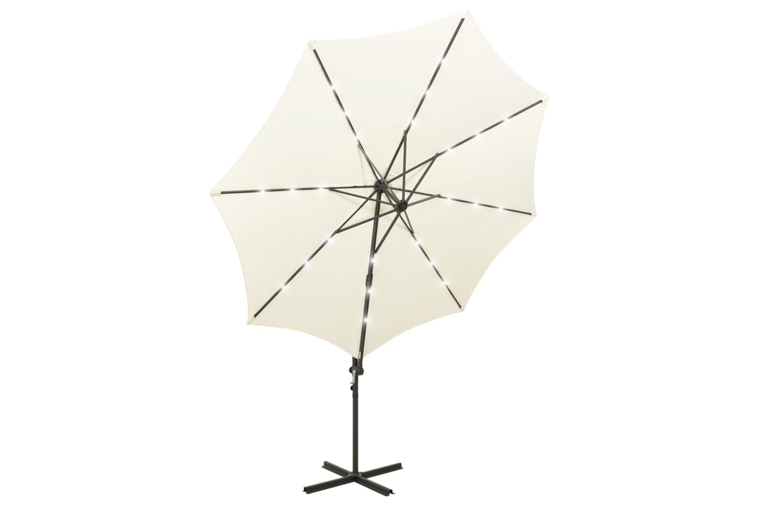 Vidaxl 312336 Cantilever Umbrella With Pole And Led Lights Sand 300 Cm-4