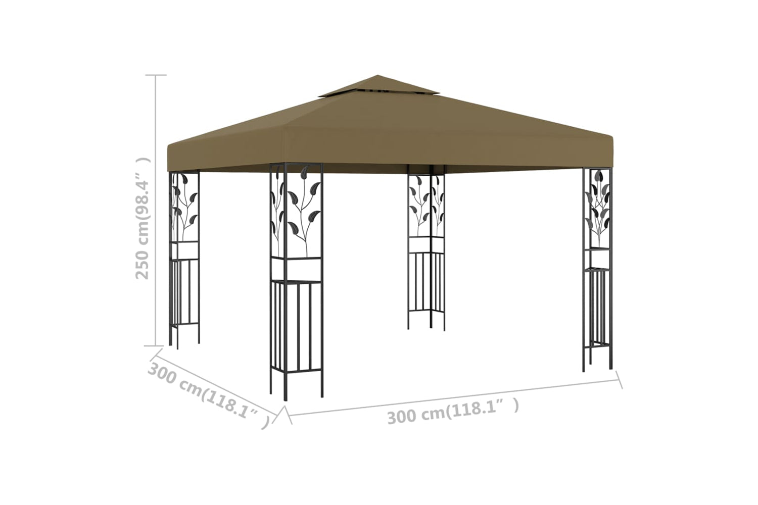 Vidaxl 312243 Gazebo 3x3 M Taupe 180 G/mâ²-5