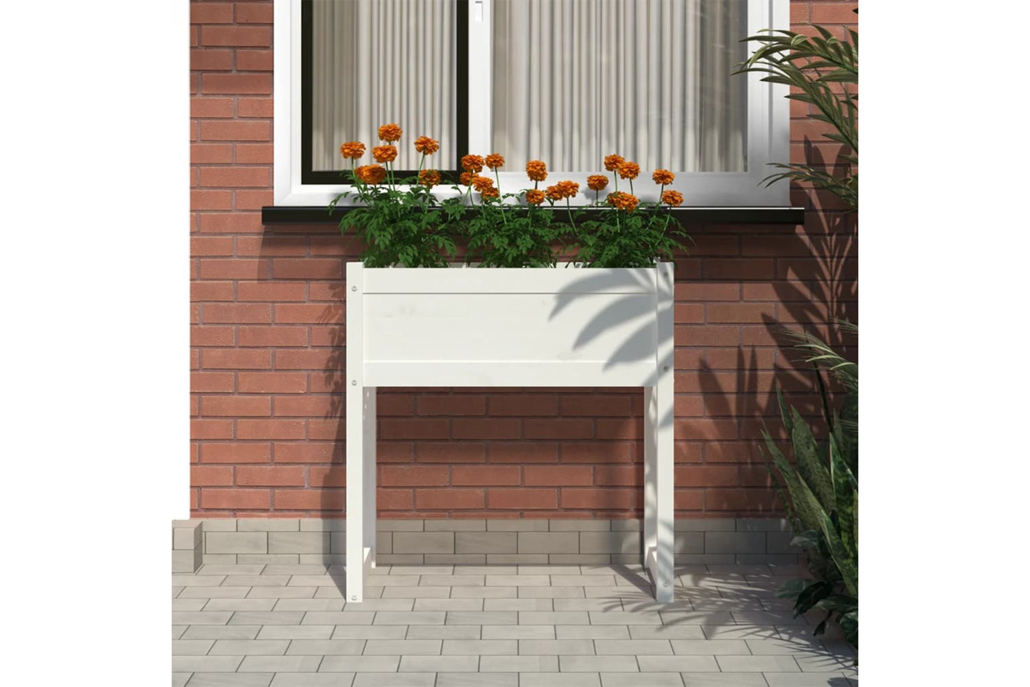 vidaXL 822133 Planter White 78x40x81cm Solid Wood Pine-2