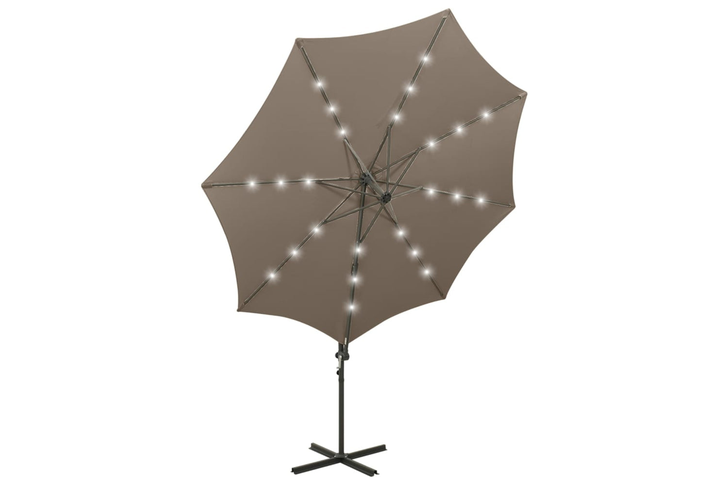 Vidaxl 312339 Cantilever Umbrella With Pole And Led Lights Taupe 300 Cm-5