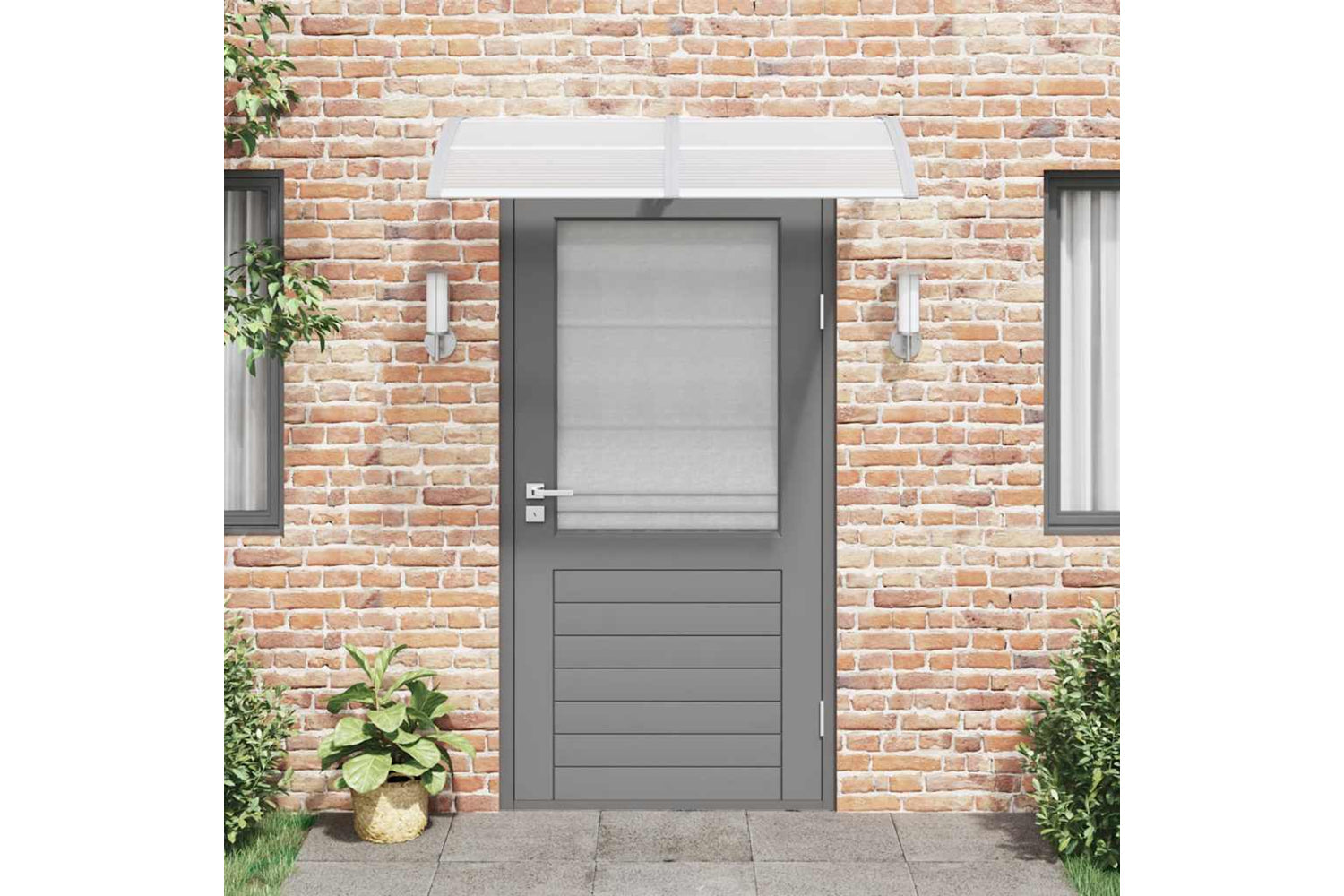 vidaXL Door Canopy Grey 150x100cm Polycarbonate-2