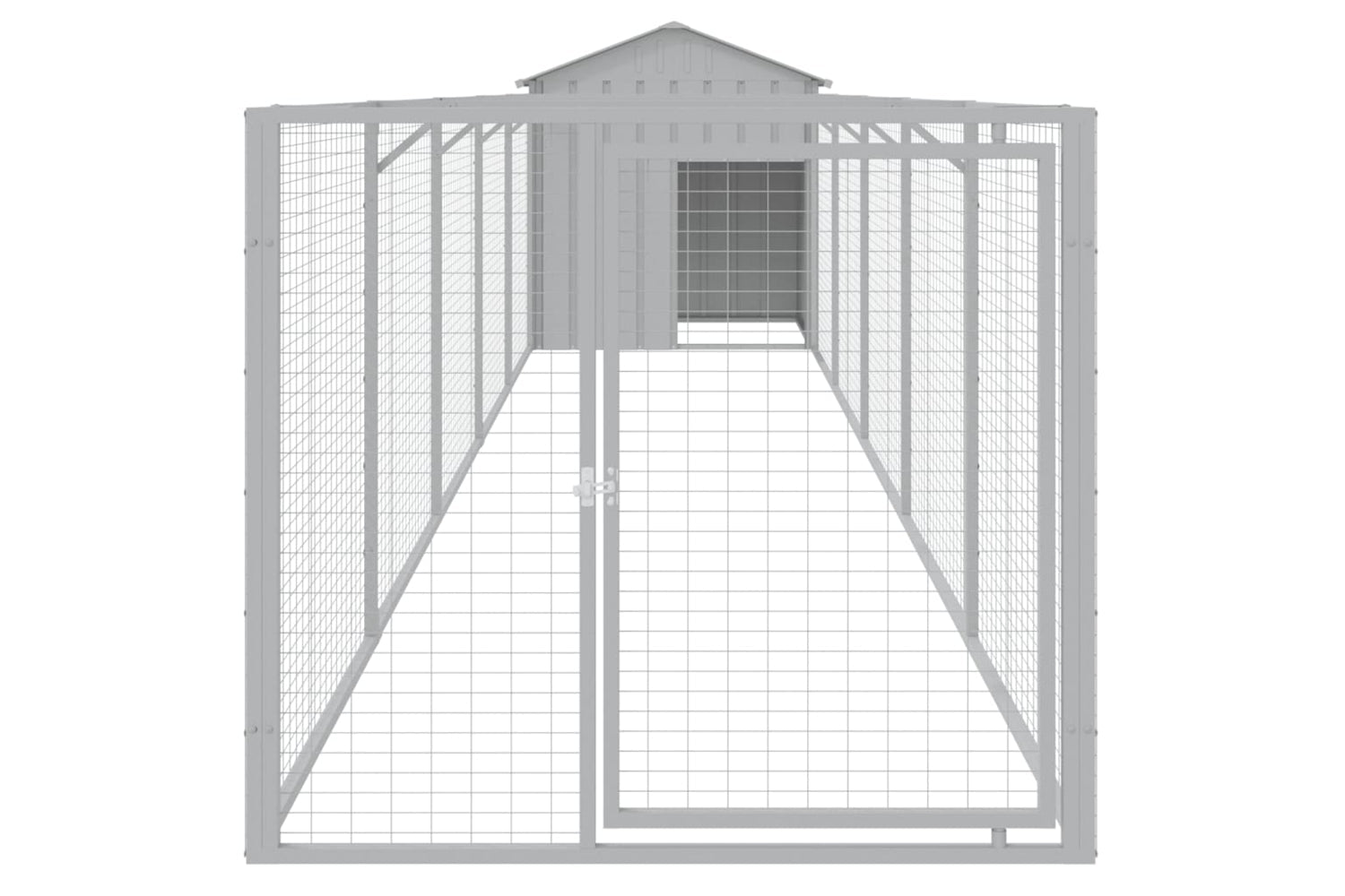 vidaXL 3189065 Dog House With Roof Light Grey 117x609x123cm Galvanised Steel-2