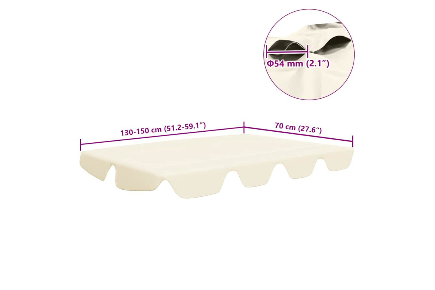 Vidaxl Replacement Canopy For Garden Swing Cream 150/130x105/70 Cm-5