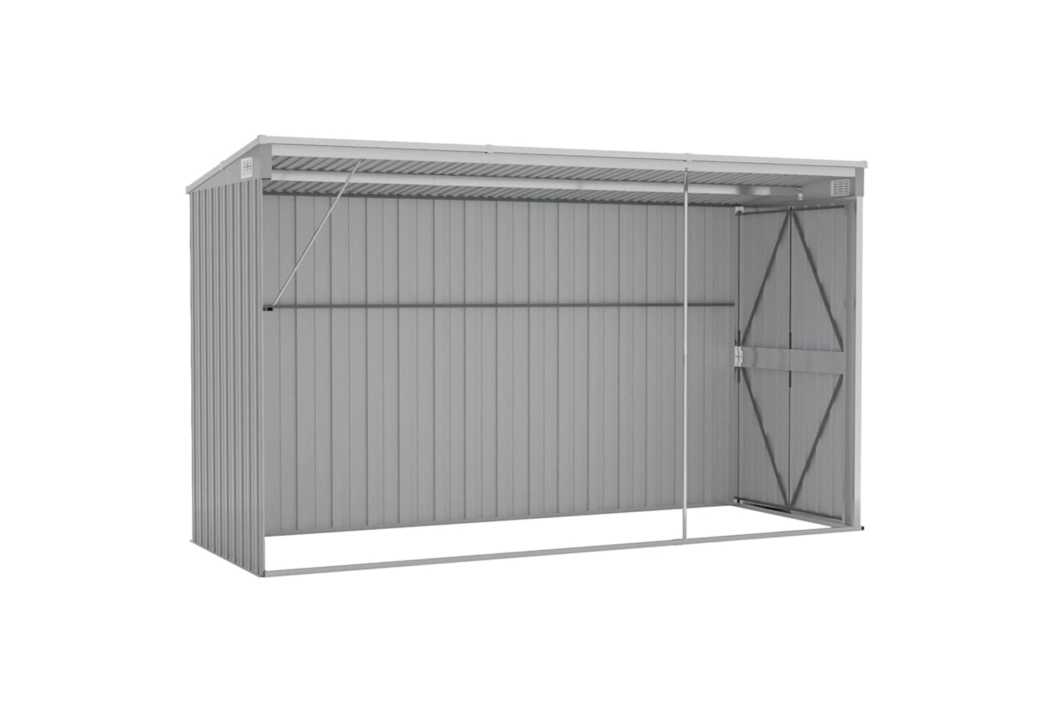 vidaXL 316226 Wall-mounted Garden Shed Grey 118x288x178cm Galvanised Steel-5