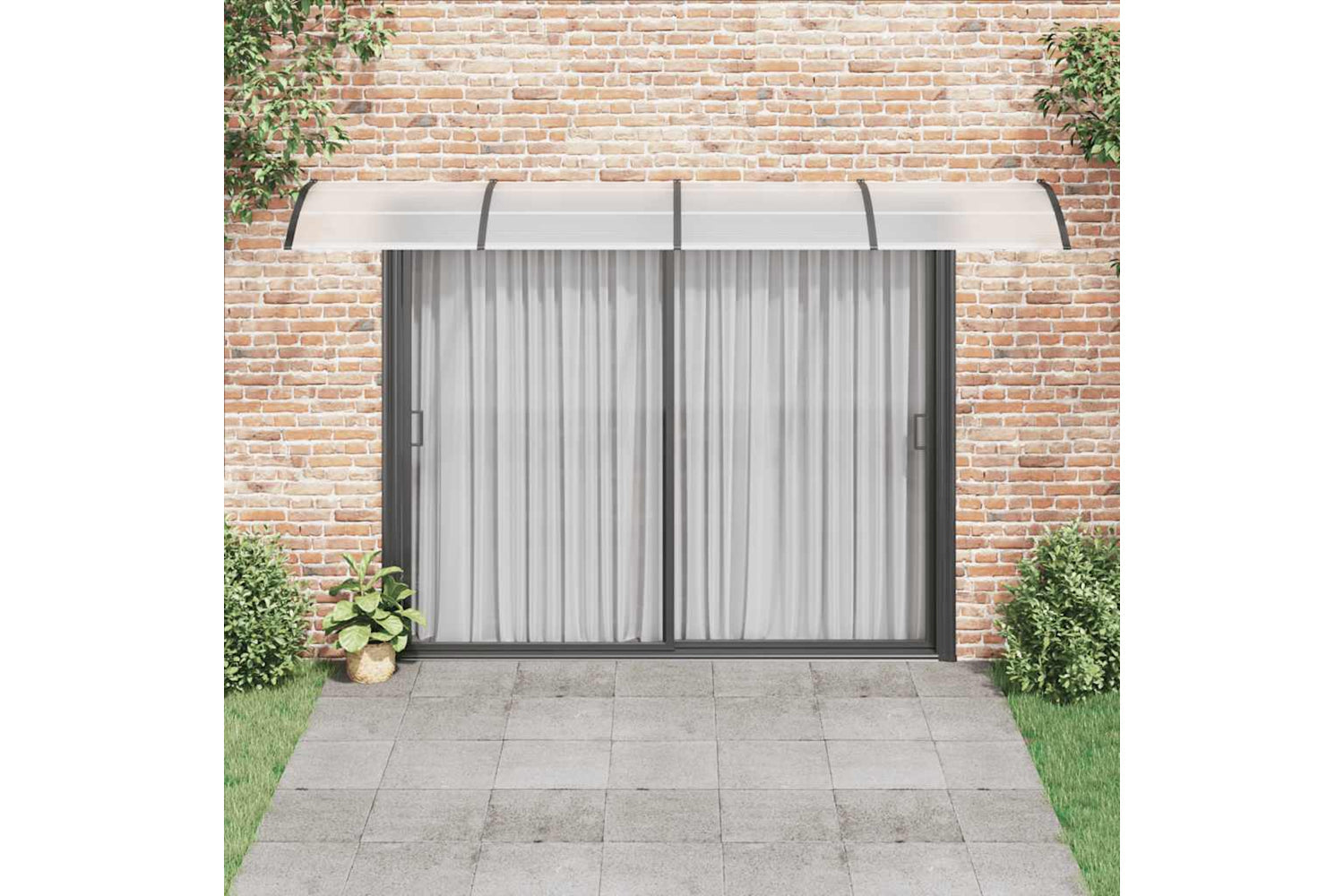 vidaXL Door Canopy Black And Transparent 400x75cm Polycarbonate-2