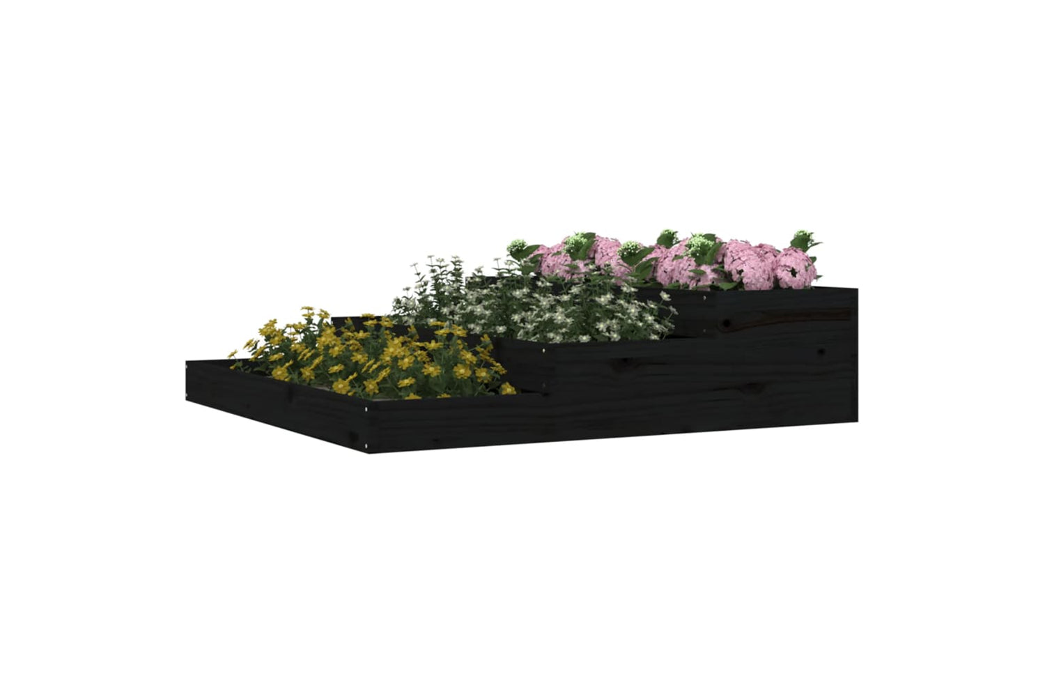 vidaXL 823917 Planter Black 107x107x27cm Solid Wood Pine-2