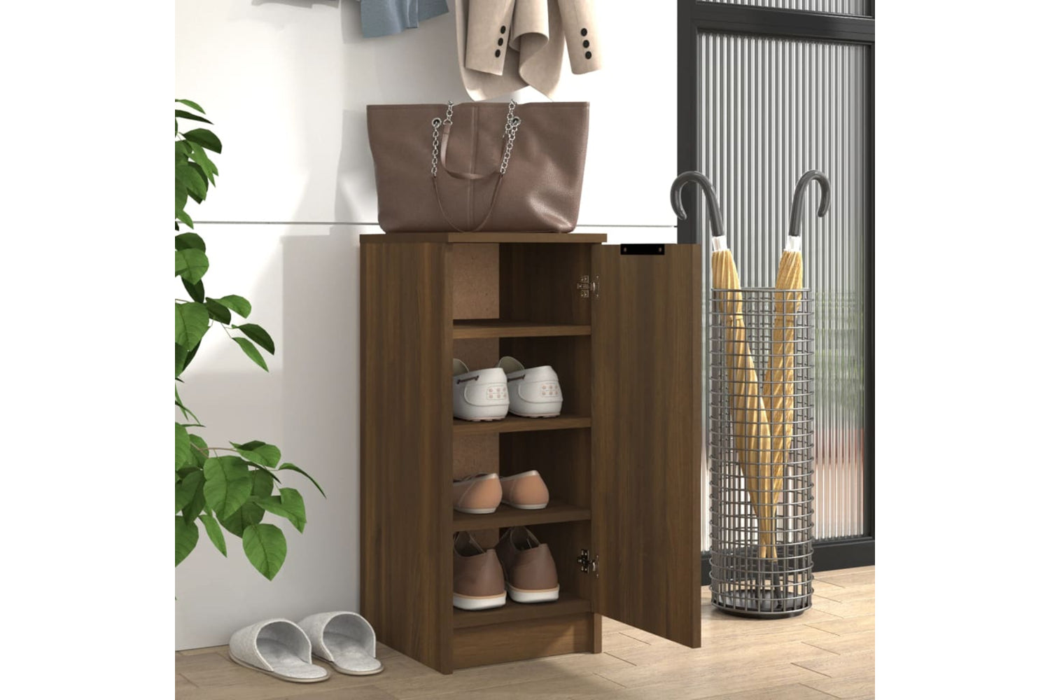 vidaXL 817101 Shoe Cabinet Brown Oak 30x35x70cm Engineered Wood-2