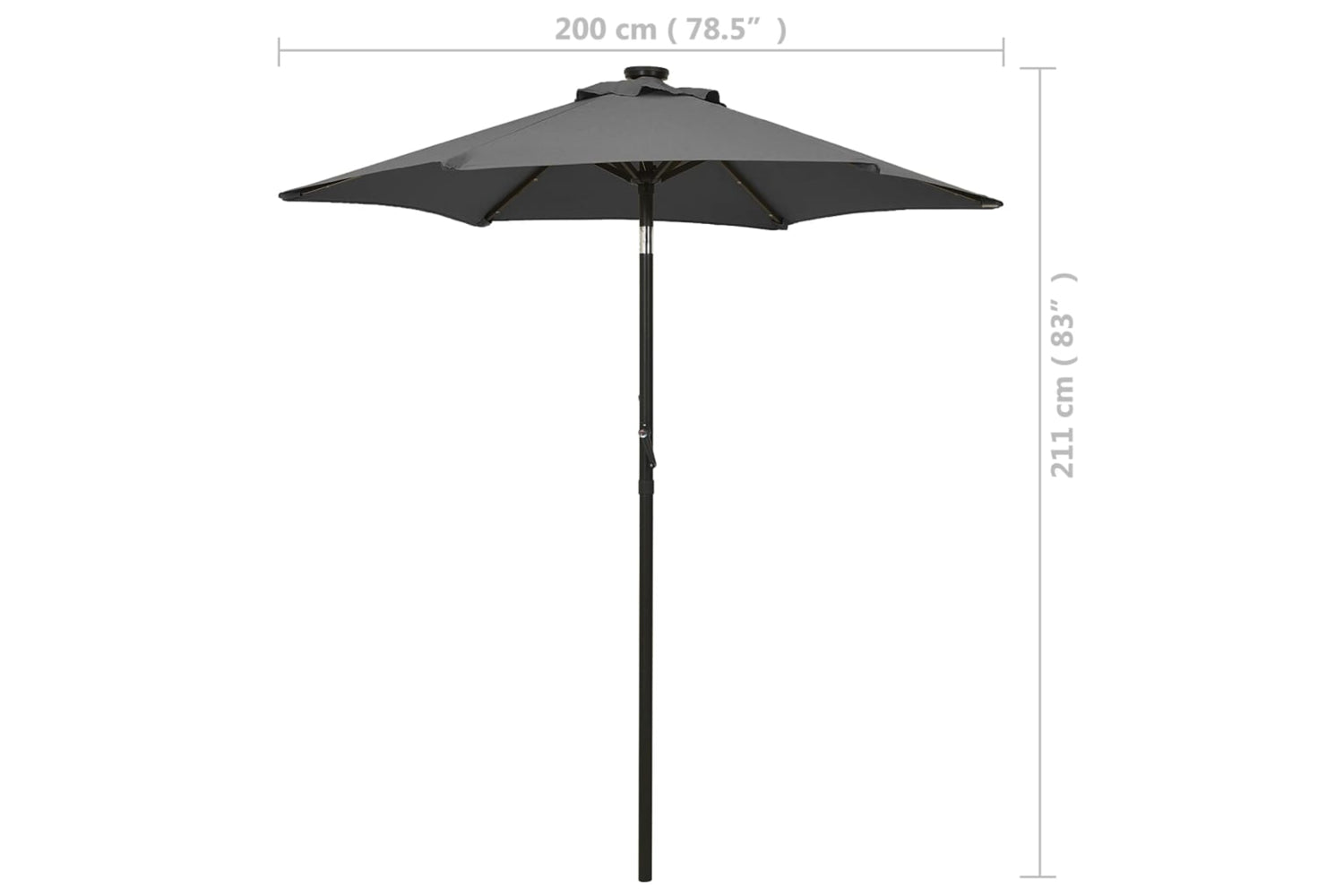 Vidaxl 313559 Parasol With Led Lights Anthracite 200x211 Cm Aluminium-9