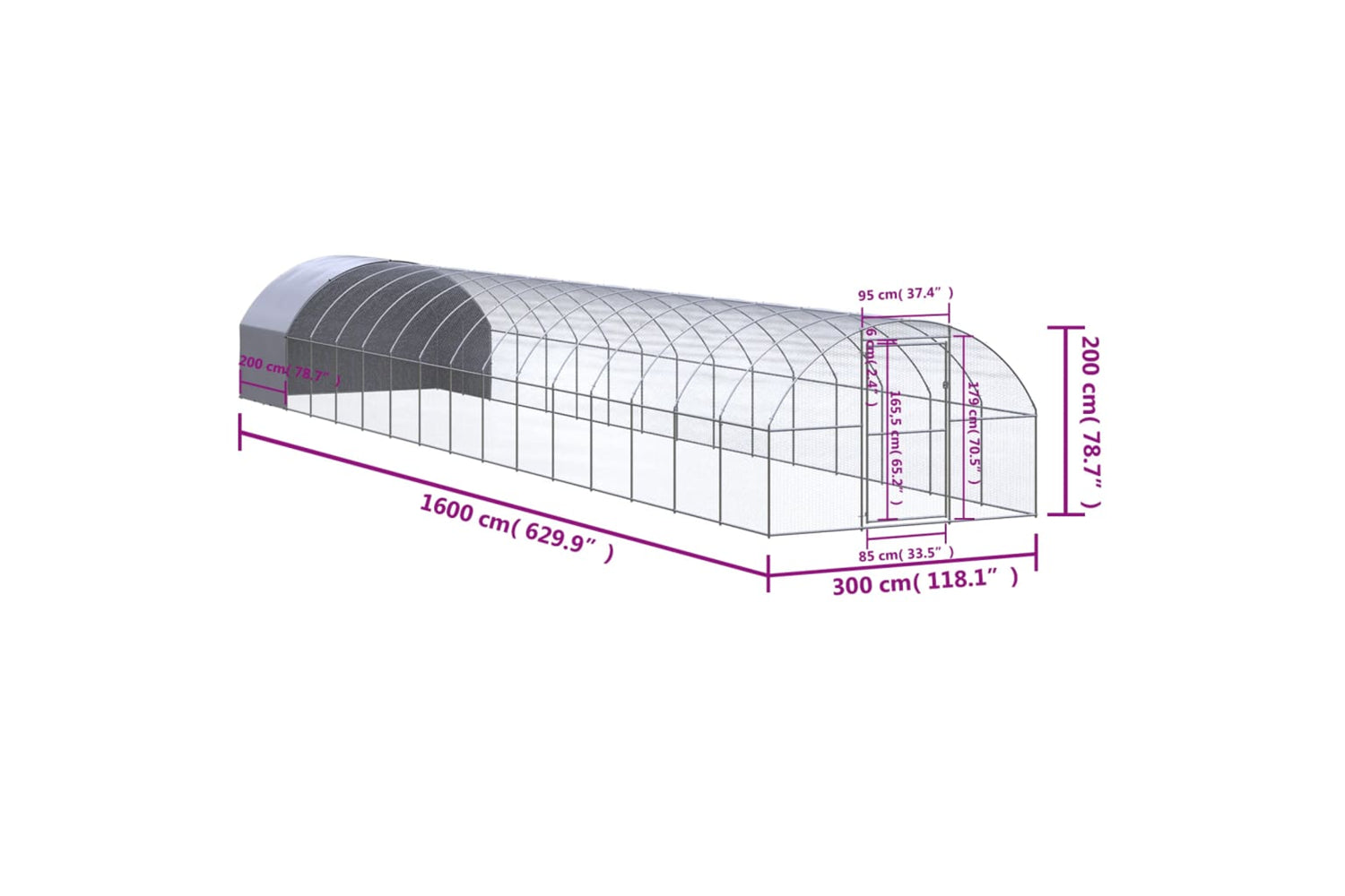 Vidaxl 3095478 Outdoor Chicken Coop 3x16x2 M Galvanised Steel-9