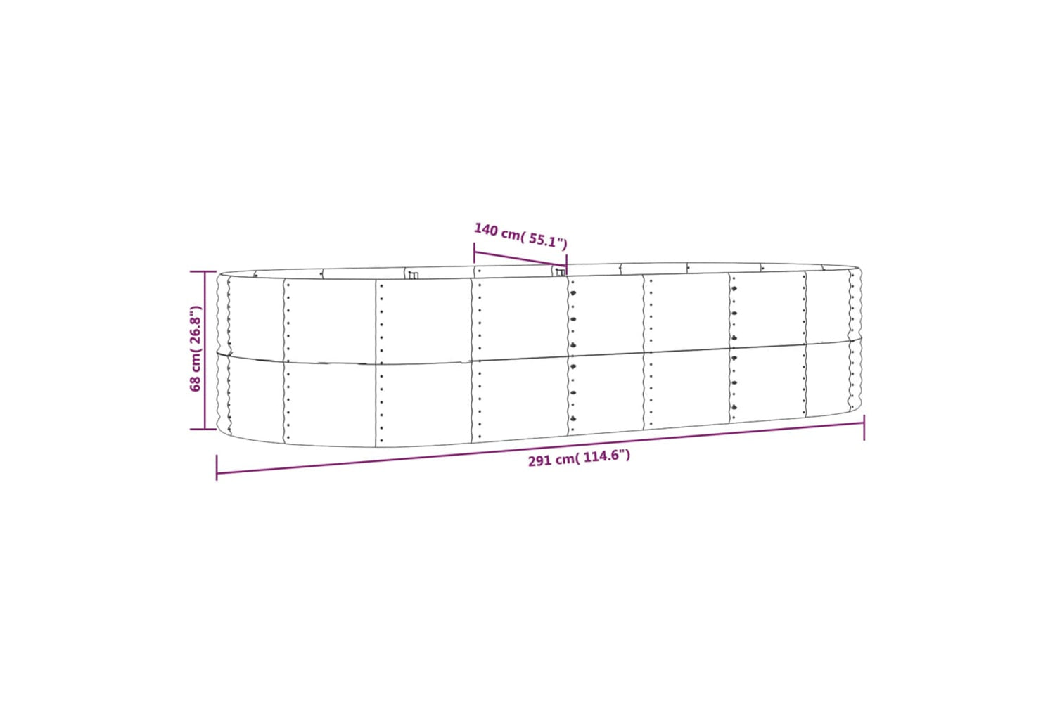 vidaXL 319098 Garden Raised Bed Green 291x140x68cm Powder-coated Steel-5