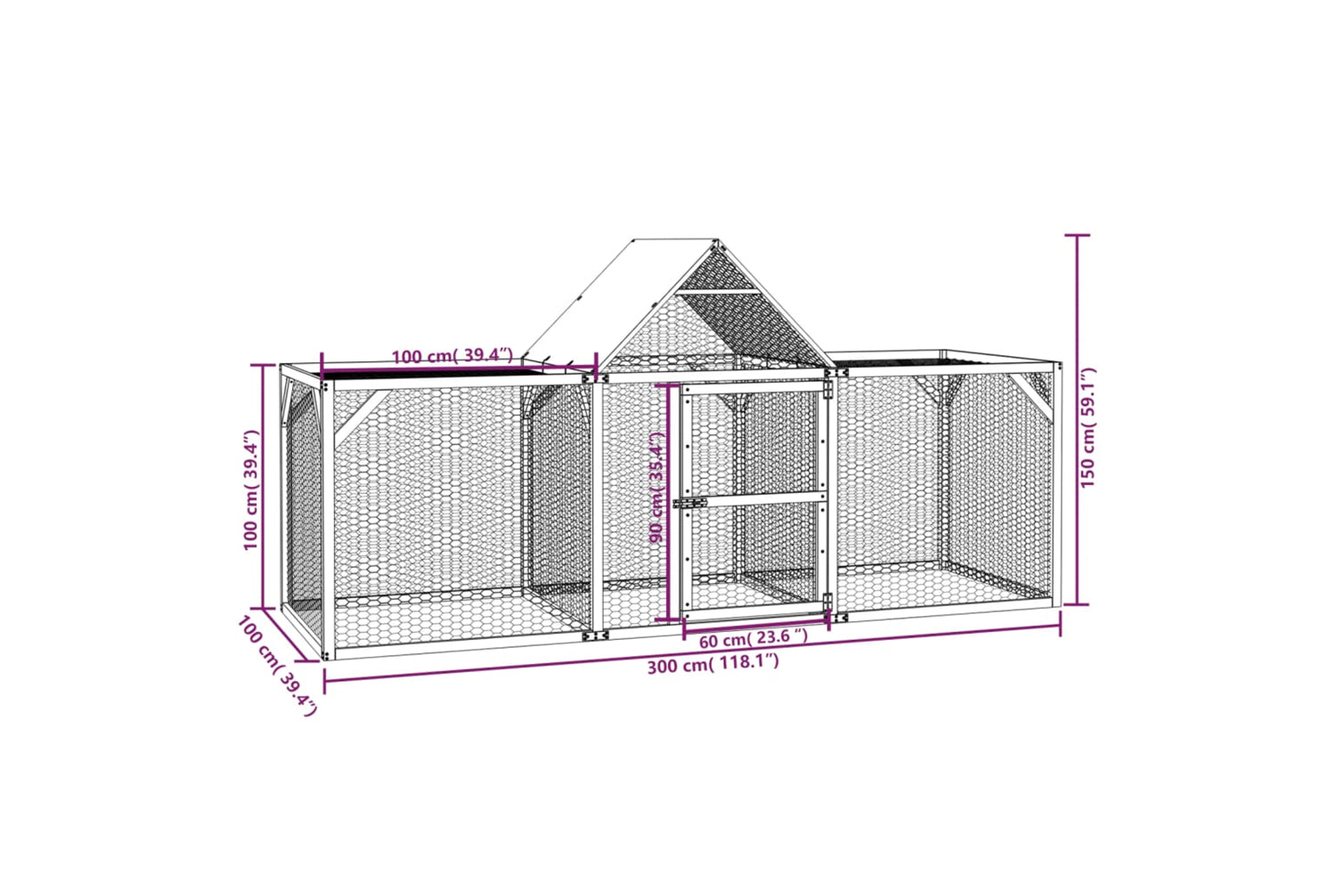 vidaXL 3102982 Chicken Coop 300x100x150cm Impregnated Solid Wood Pine-5