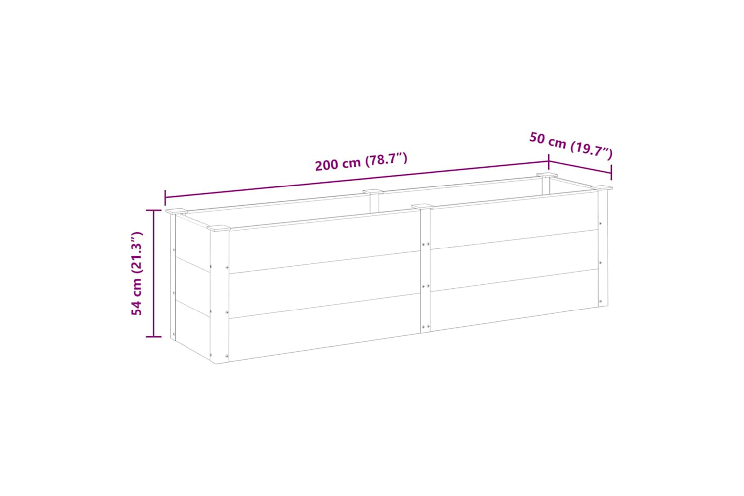 vidaXL 318095 Garden Raised Bed 200x50x54cm Wpc Grey-6