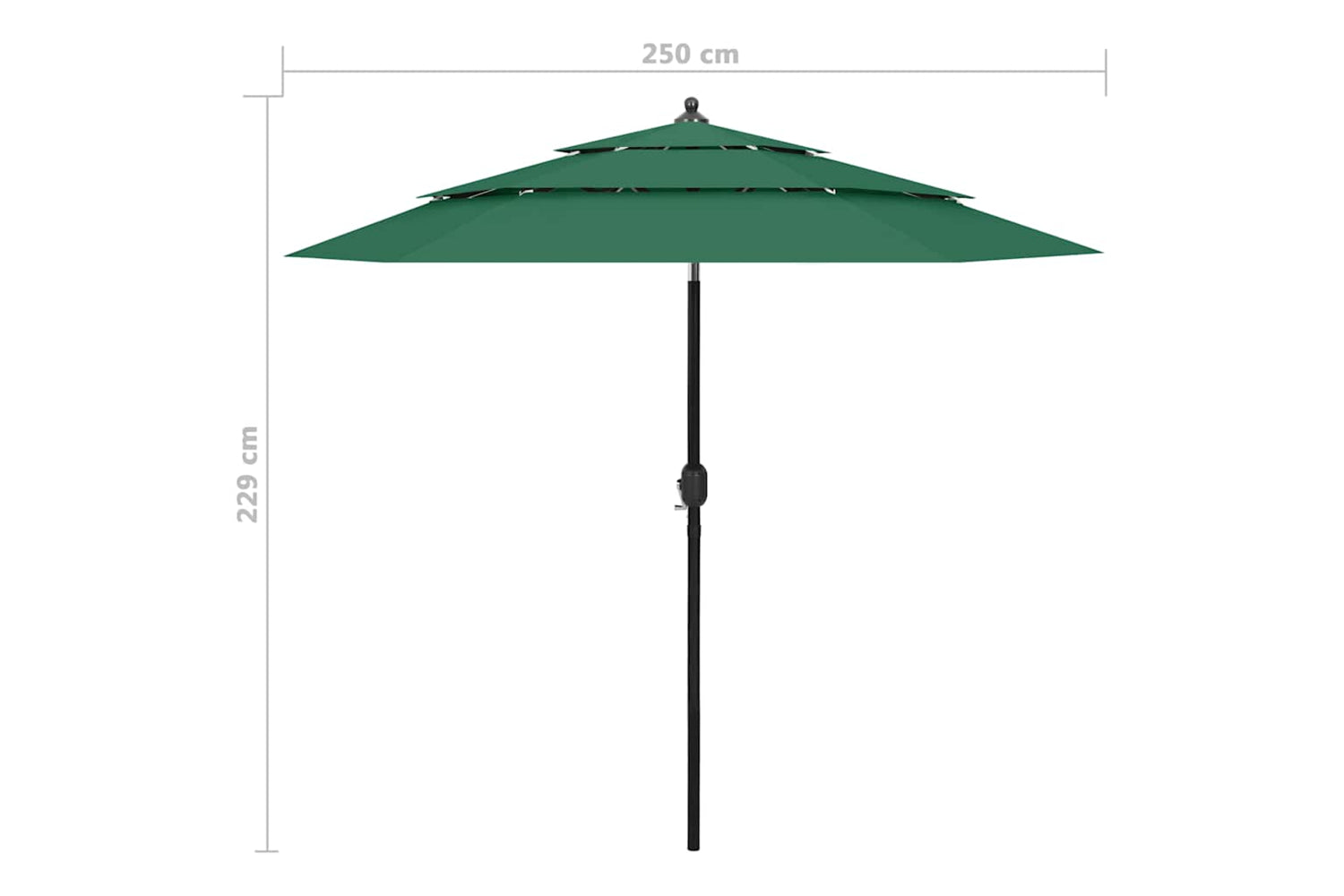 Vidaxl 313861 3-tier Parasol With Aluminium Pole Green 2.5 M-8
