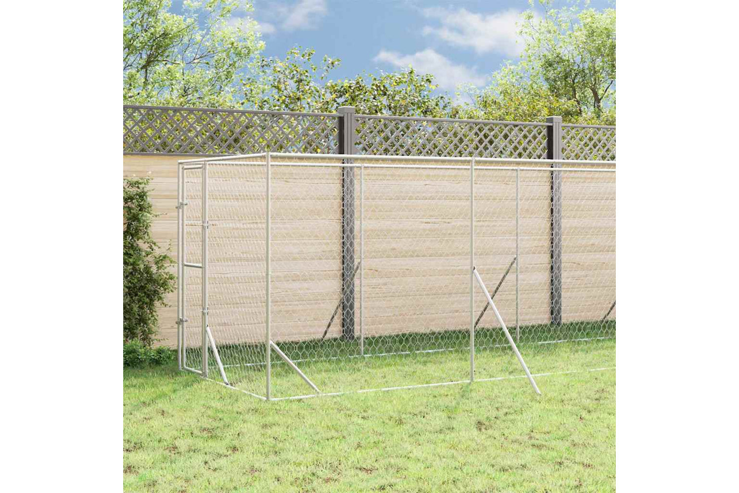 Vidaxl 3190477 Outdoor Dog Kennel With Roof Silver 2x14x2.5 M Galvanised Steel-2