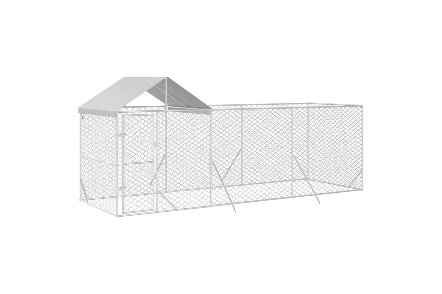 Vidaxl 3190467 Outdoor Dog Kennel With Roof Silver 6x2x2.5 M Galvanised Steel-2