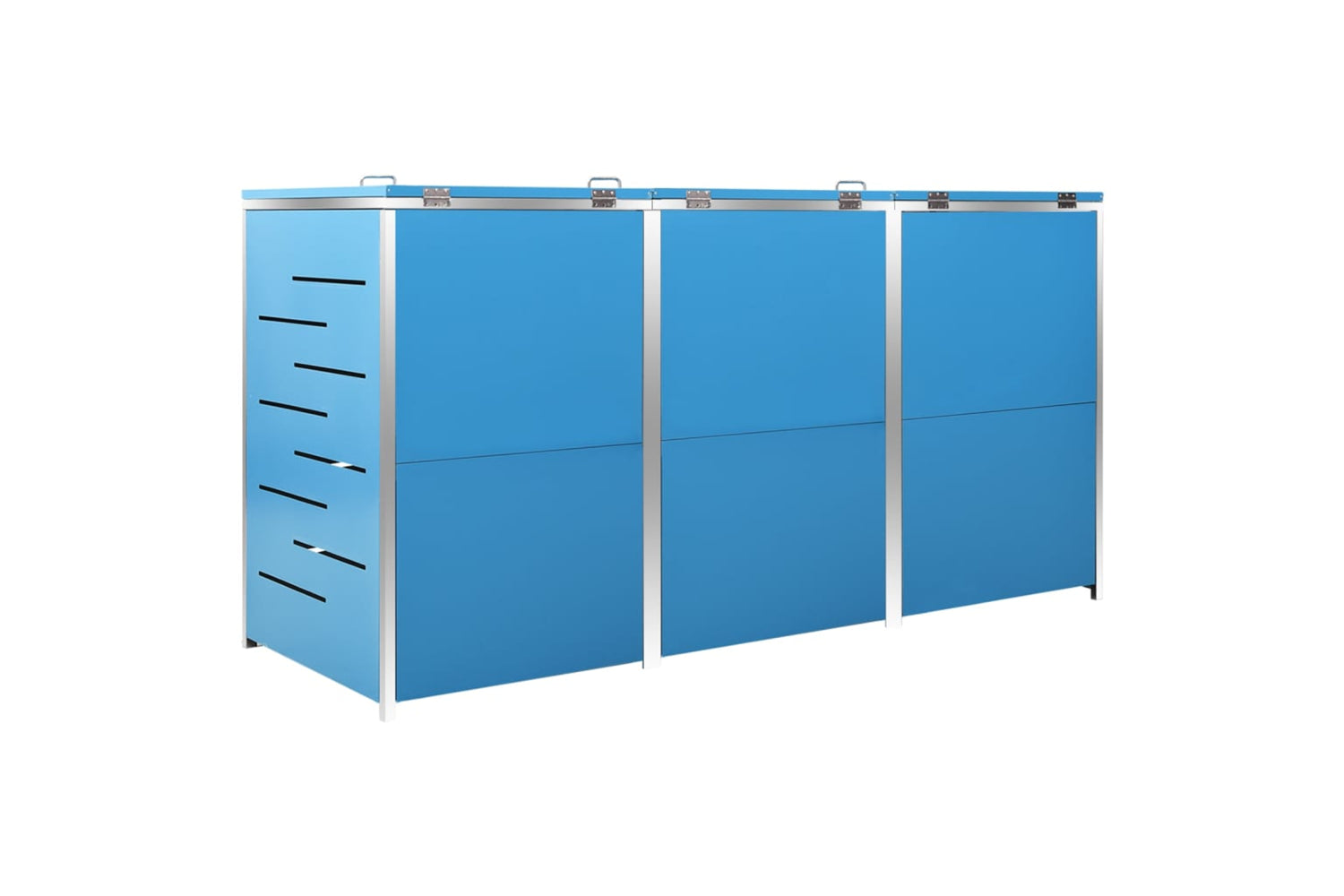 vidaXL Triple Wheelie Bin Shed 207x77.5x112.5cm Stainless Steel-6