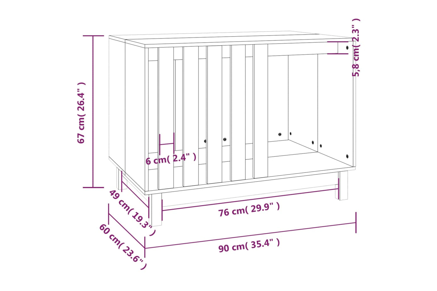 vidaXL 822486 Dog House 90x60x67cm Solid Wood Pine-7
