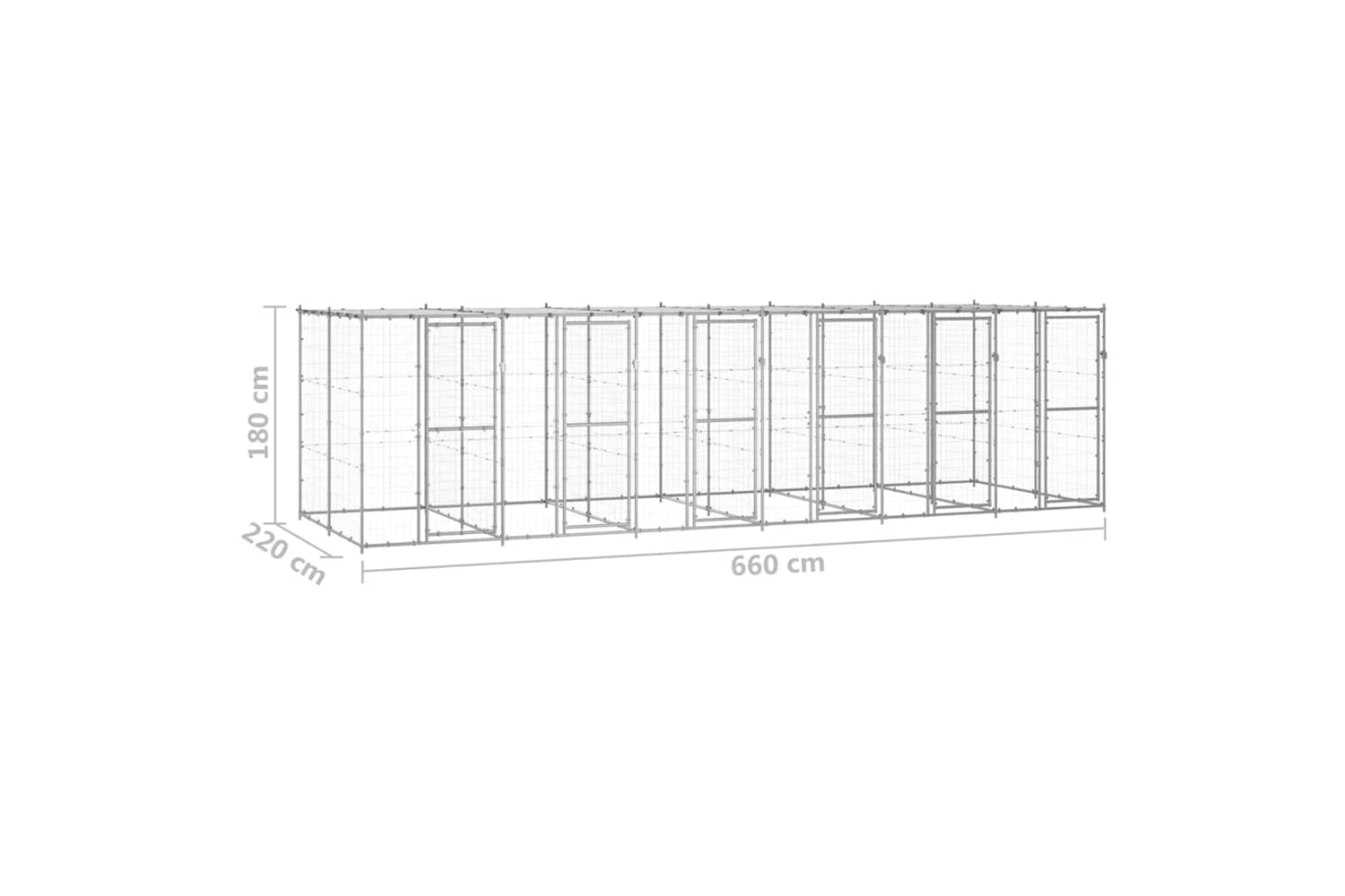 Vidaxl 3082275 Outdoor Dog Kennel Galvanised Steel With Roof 14.52 M2-6
