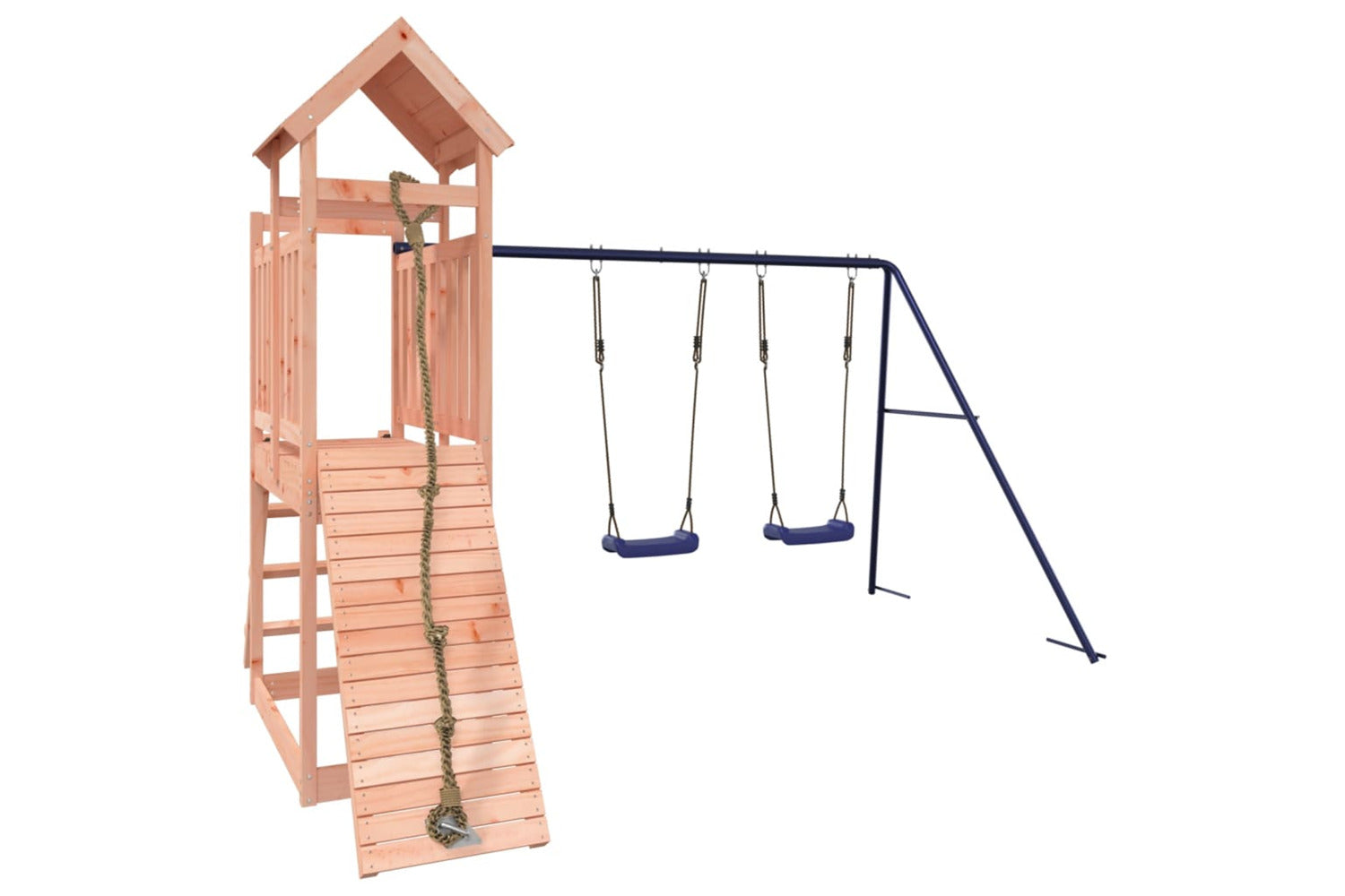 Vidaxl 3155874 Playhouse With Swings Climbing Wall Solid Wood Douglas-3