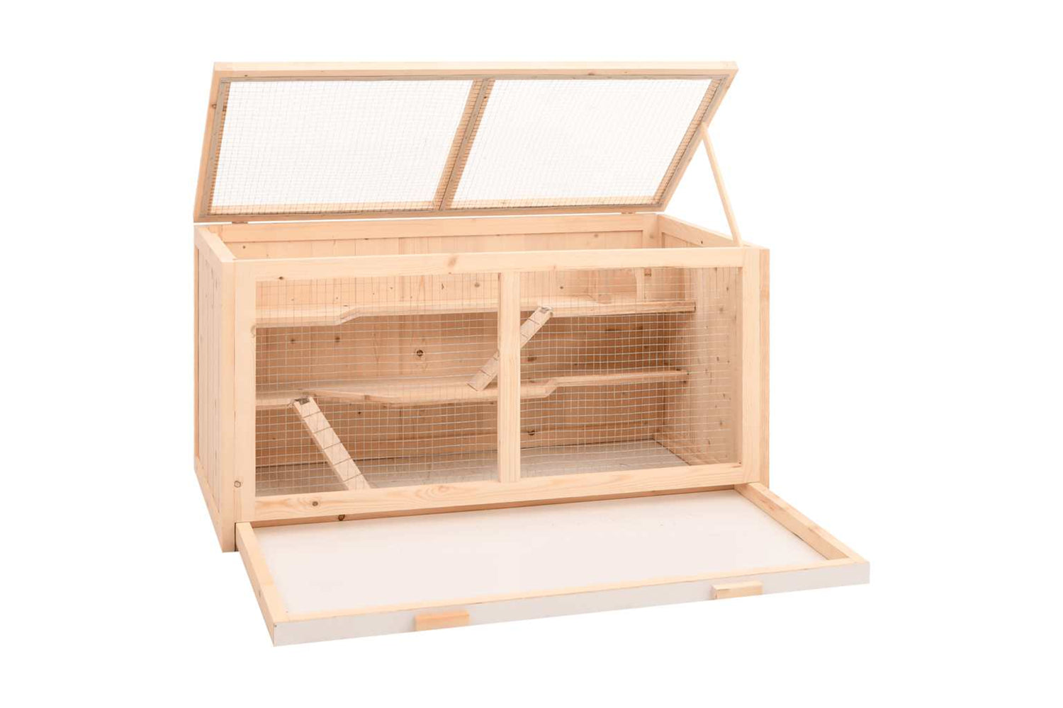 vidaXL 172380 Hamster Cage 104x52x54cm Solid Wood Fir-3