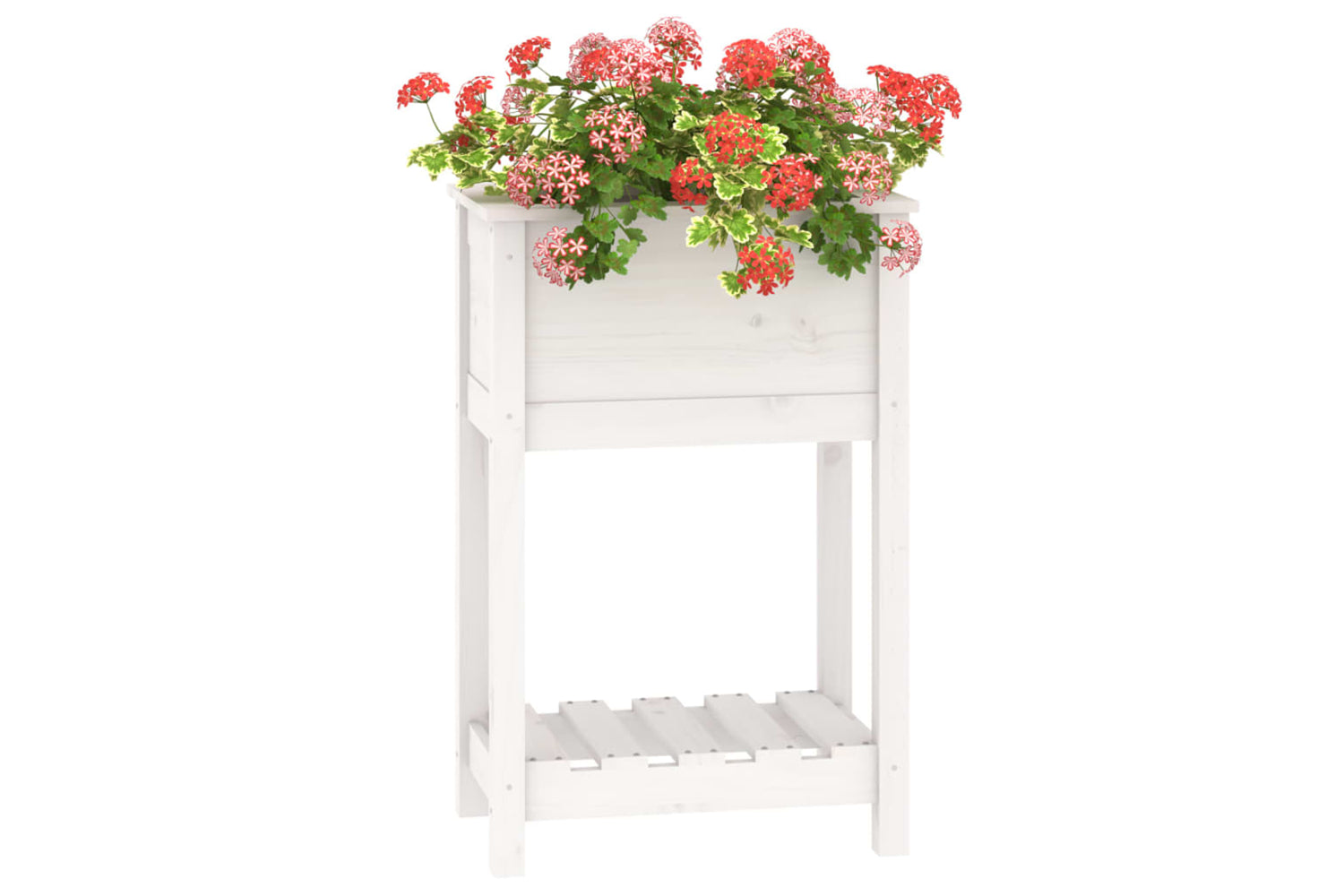 vidaXL 823753 Planter With Shelf White 54x34.5x81cm Solid Wood Pine-3