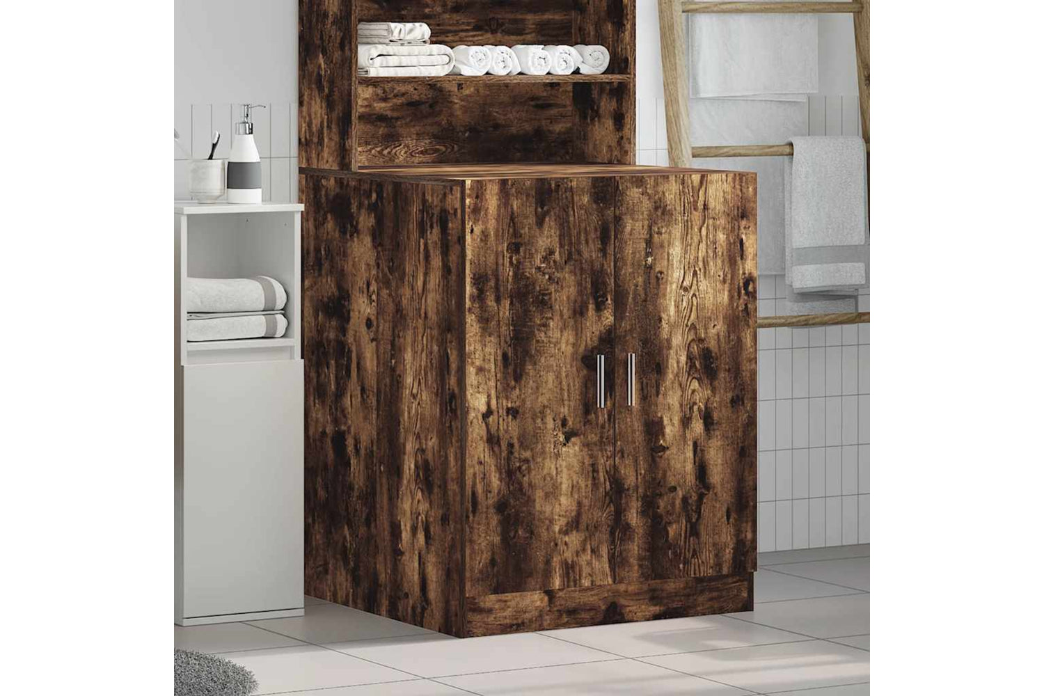 Vidaxl 813194 Washing Machine Cabinet Smoked Oak 71x71.5x91.5 Cm-2