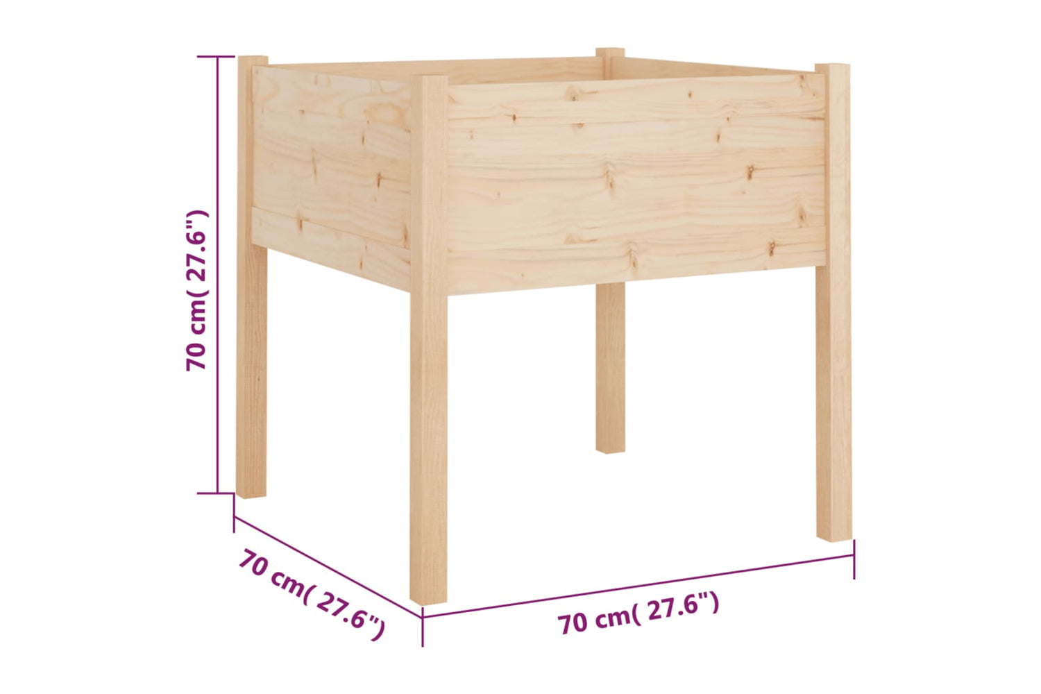 vidaXL 810809 Garden Planter 70x70x70cm Solid Pinewood-6